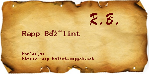 Rapp Bálint névjegykártya