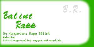balint rapp business card