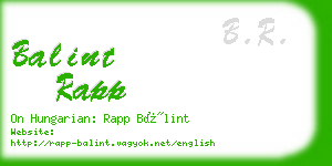 balint rapp business card